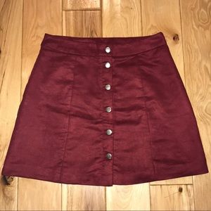 H&M - Faux Suede Front Button Skirt